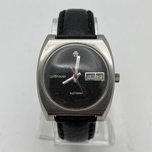 VTG WITTNAUER MEN'S AUTOMATIC TIME DATE WATCH UNIQUE RARE 70's BLK CLASSIC RETRO
